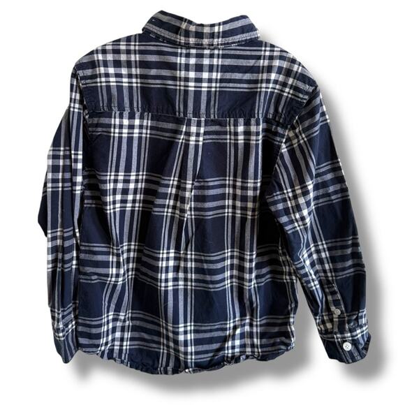 Gymboree Blue & White Button Down Shirt Classic Style Hometown Hero Plaid S 5-6 - Picture 3 of 4